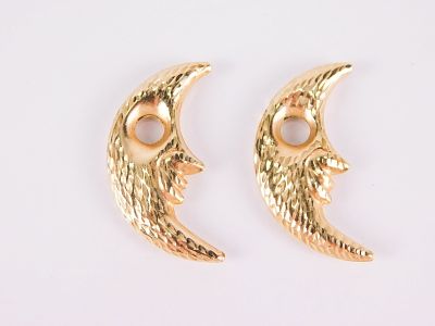 Pair of 14k Textured Puffy Man in the Moon Earring Charms. Pair of 14k Yellow Gold Textured 