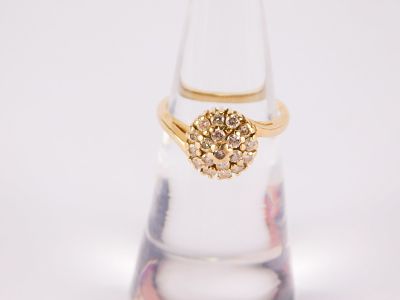 14k Yellow Gold & Diamond Ring. 14k Yellow Gold &amp; Diamond Ring. 14k band with dome of small 