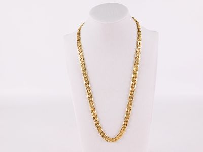 14k Yellow Gold Flat Mariner Link Necklace. Marked 14k Italy. Measures 22". Weighs approx. 54 