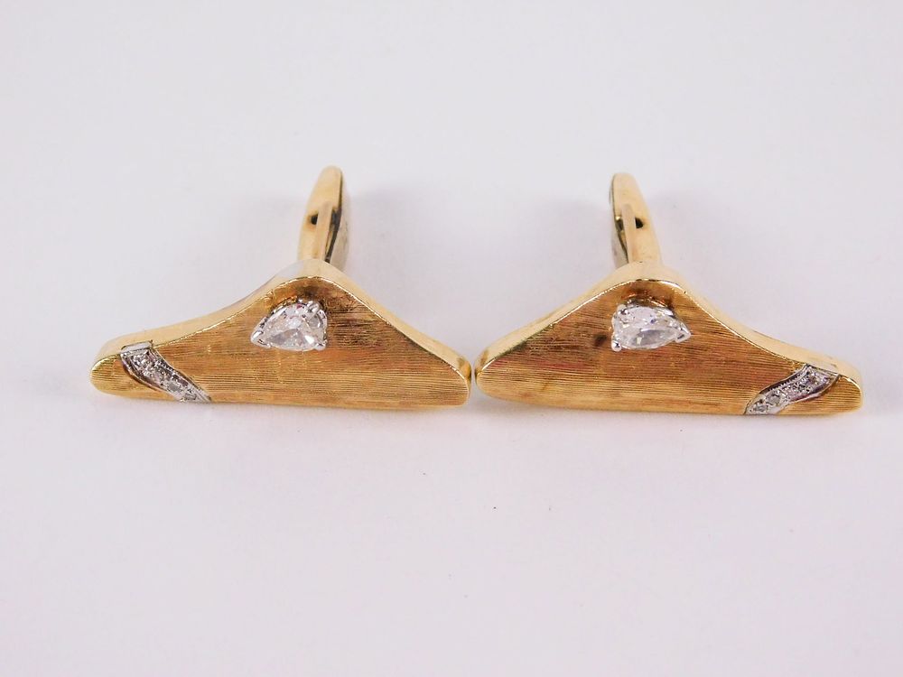 Lot 161: 14k & Diamond Men's Cufflinks