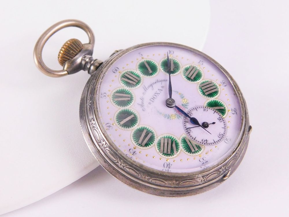 Lot 182: Antique Doxa Anti-Magnetique Railroad Style Pocket Watch
