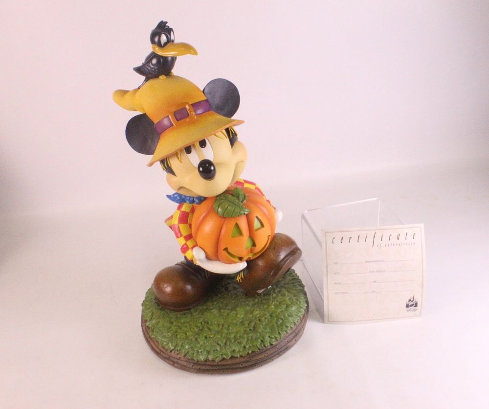 Lot 187: Disney Parks "Happy Halloween" Mickey Mouse as Scarecrow Big Fig Statue
