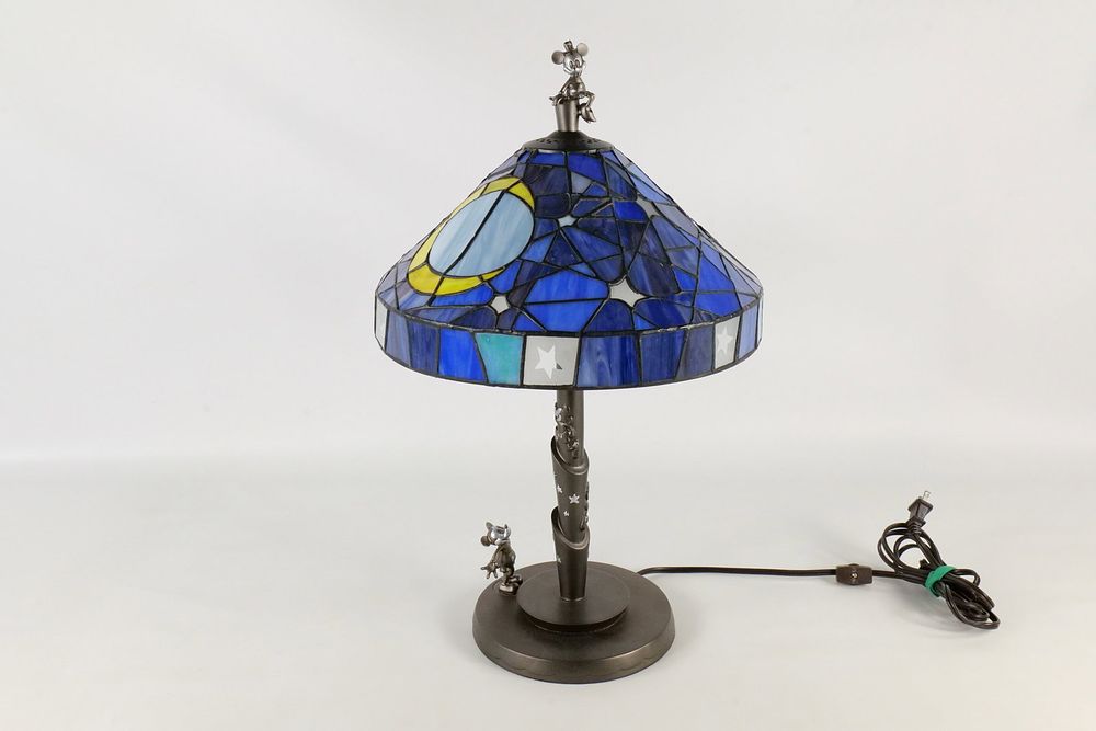 Lot 205: Mickey Mouse 75th Anniversary Stained Glass Lamp