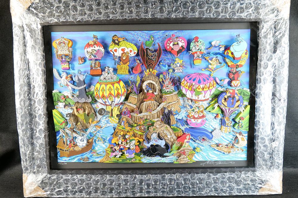 Lot 258: Charles Fazzino "The Great Disney Balloon Race" 3D Limited Edition Pop Art
