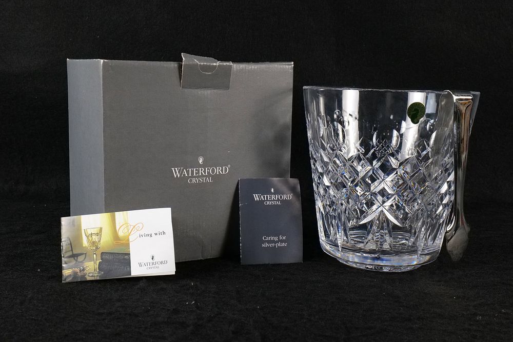 Lot 304: Disney Waterford Crystal Mickey Mouse Ice Bucket with Tongs