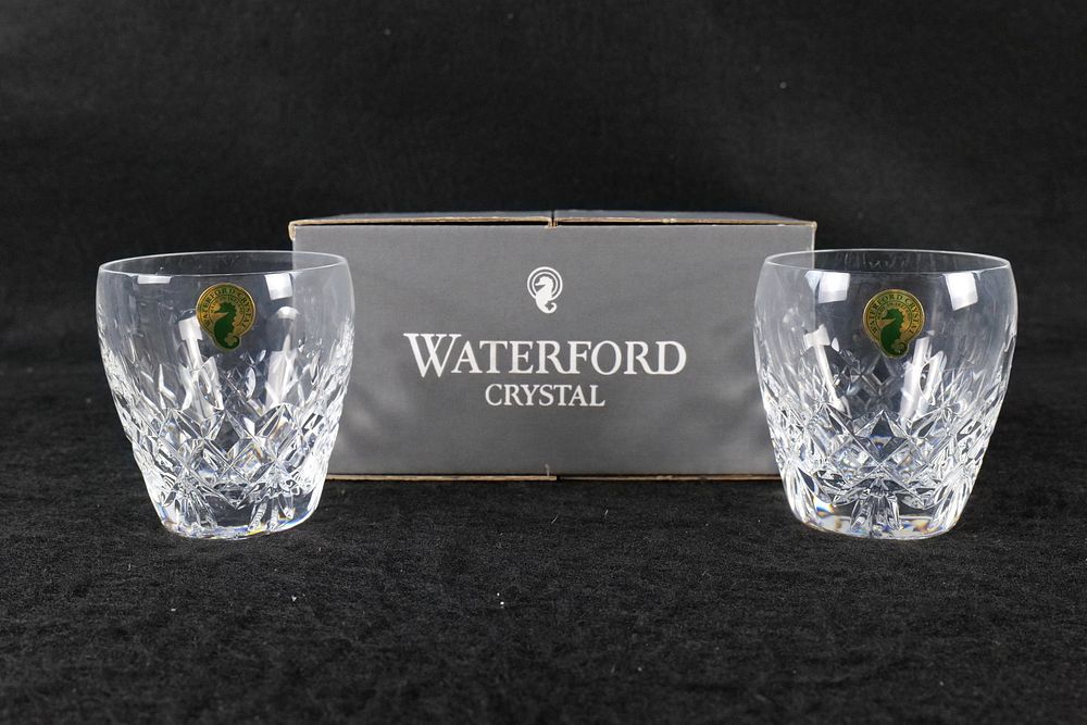 Lot 306: Pair of Disney Waterford Crystal Mickey Mouse 9 oz. Tumbler Glasses