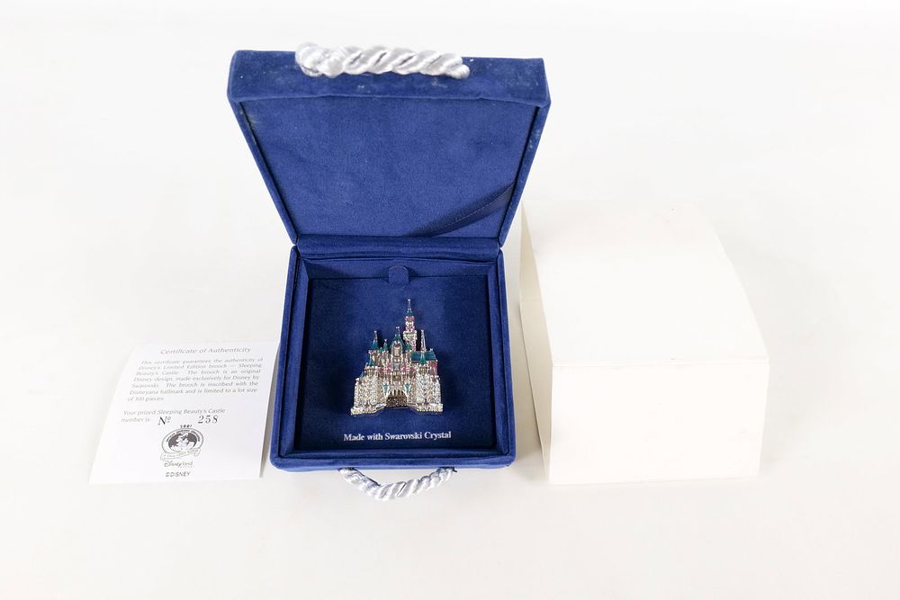 Lot 389: Disney Swarovski Crystal Sleeping Beauty Castle Brooch