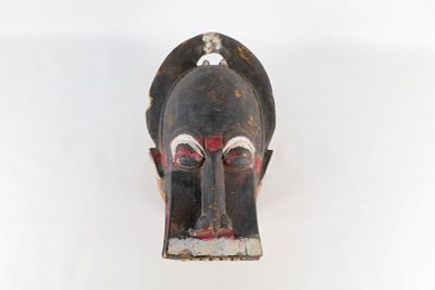 Baule Passport/Portrait Mask. Baule Passport or Portrait Mask. Carved wood with red, white and 