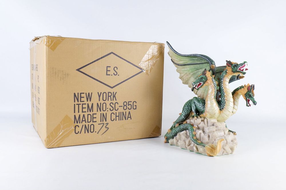 Lot 235: Resin Three-Headed Dragon Figurine