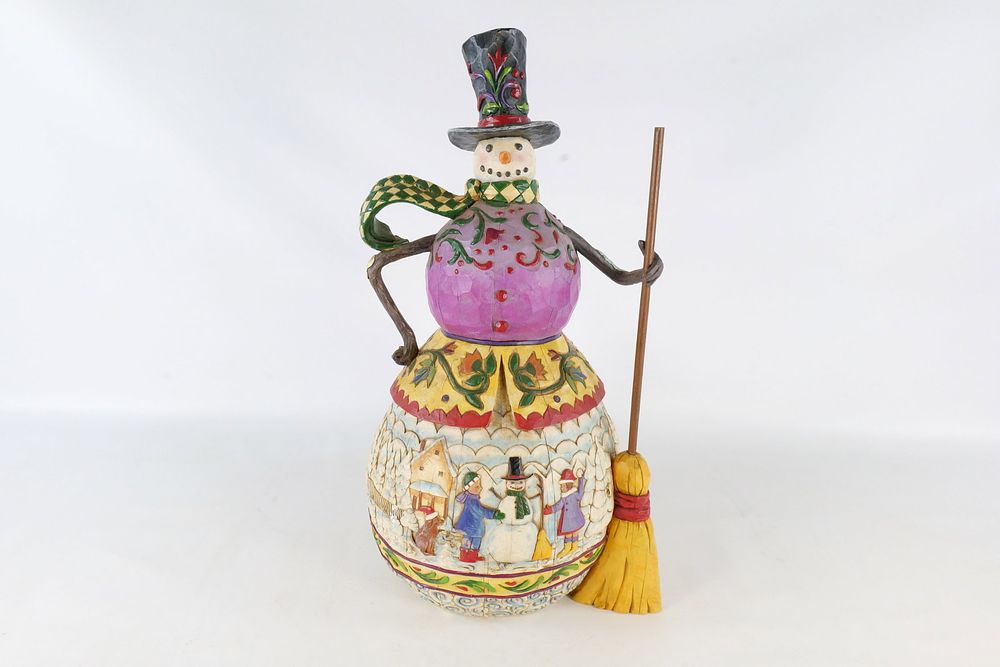 Lot 291: Jim Shore Heartwood Creek Building Winter Memories Snowman Figurine