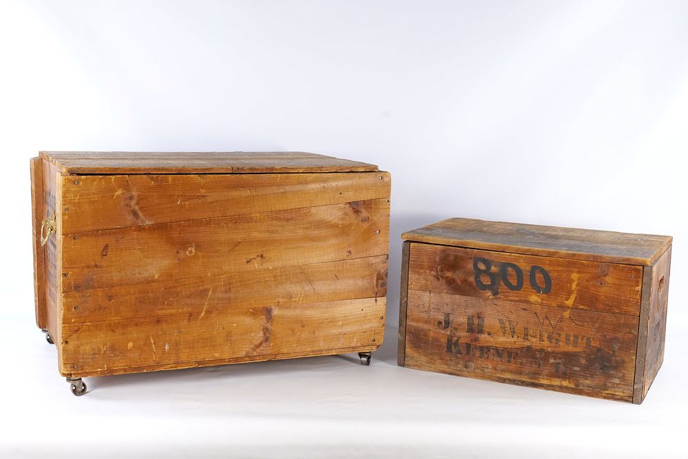 Lot 292: Two Antique New England Advertising Shipping Crates including Rexall Remedies and J. H. Wright