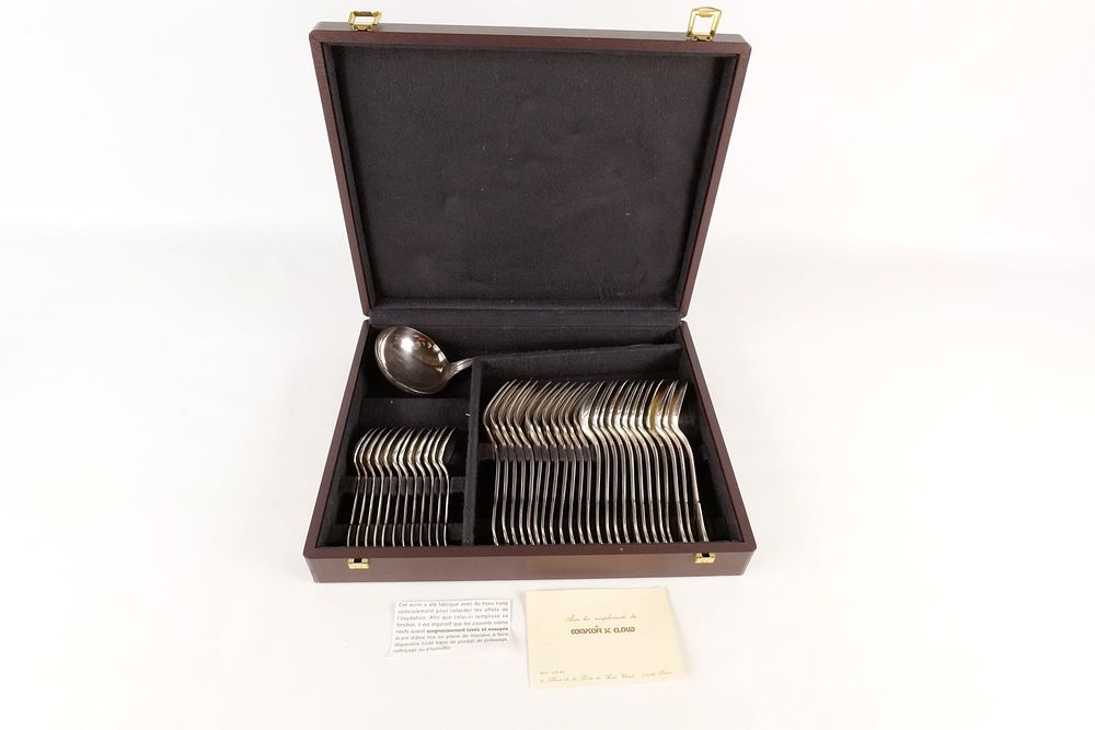 Lot 296: French Silver-Plated Flatware Service for Twelve