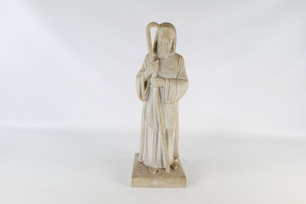 Lot 297: Carved Alabaster Sculpture of a Hooded Figure