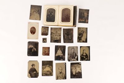 A Collection of 19th-Century Photographic Tintype Images. Assortment of Victorian-era 