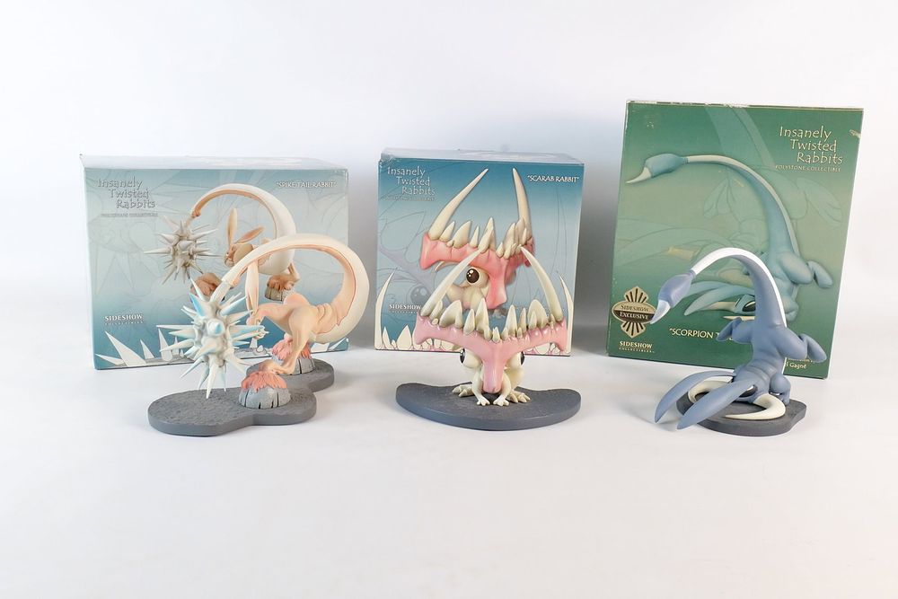 Lot 197: Lot of 3 Sideshow Toys Insanely Twisted Rabbit Polystone Figures