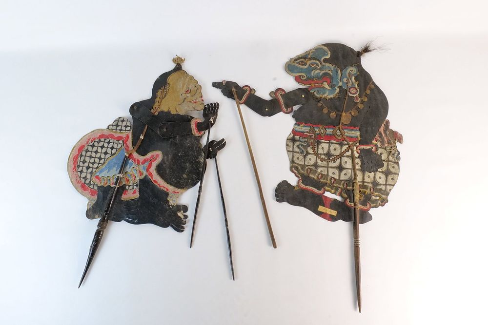 Lot 300: Lot of 2 Vintage Indonesian Wayang Kulit Shadow Puppets