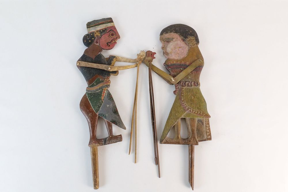 Lot 304: Lot of 2 Vintage Indonesian Wayang Klitik Shadow Puppets