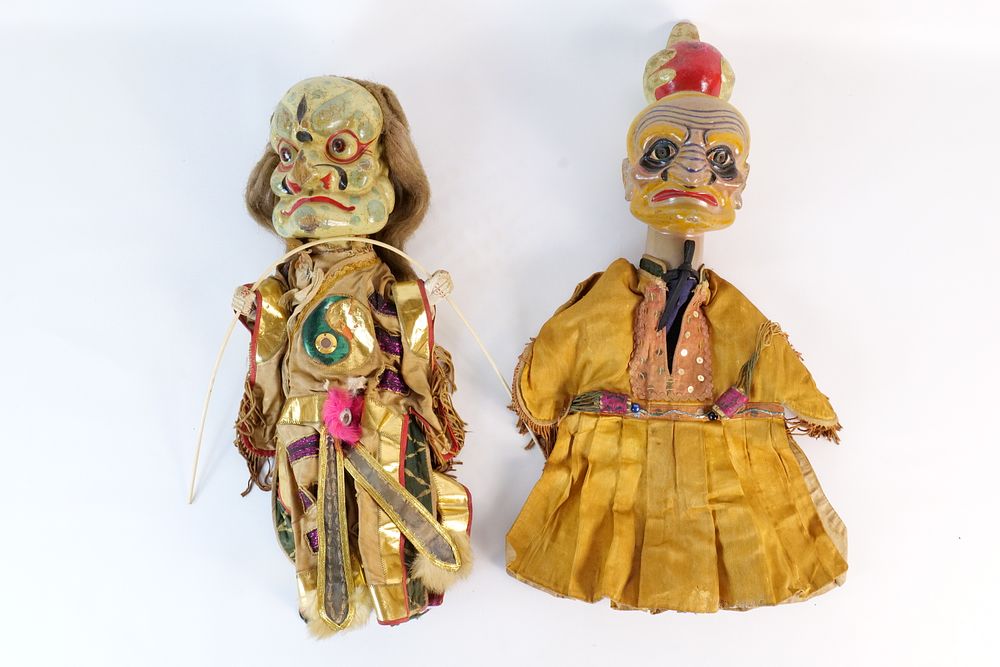 Lot 318: Lot of 2 Hand Carved Asian Puppets