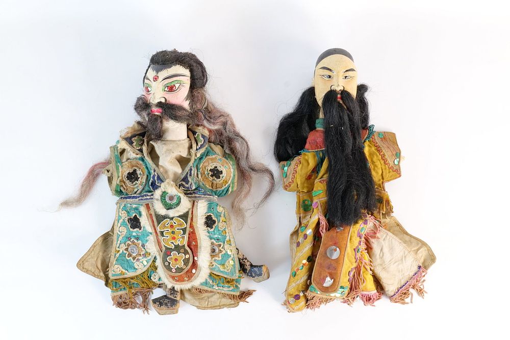Lot 319: Lot of 2 Hand Carved Opera Asian Puppets