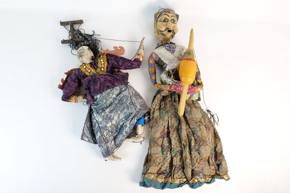 Lot 321: Lot of 2 Vintage Asian Folk Art String Puppets