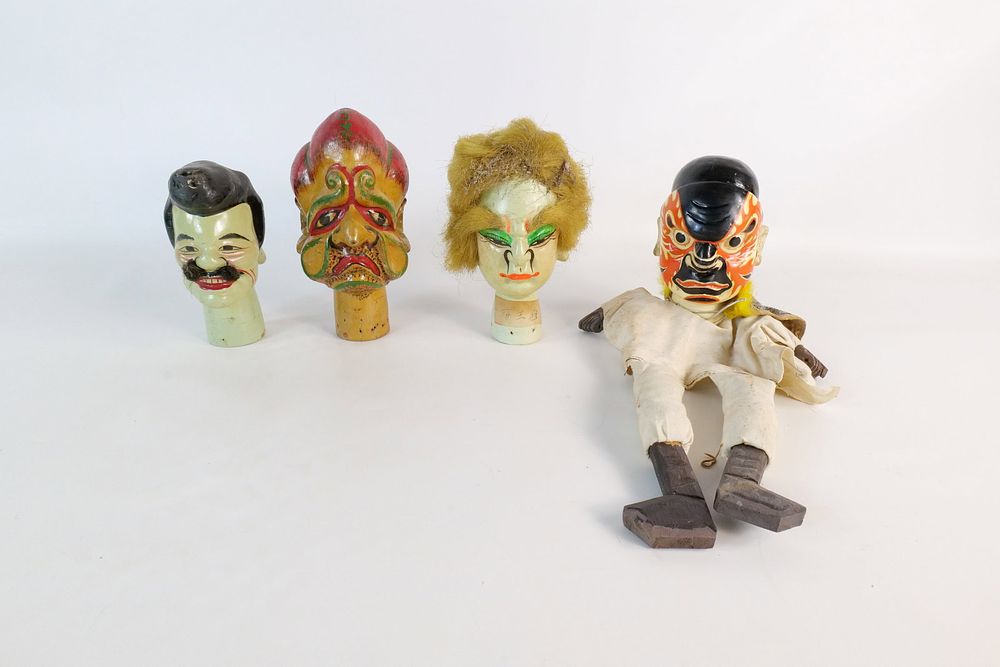 Lot 324: Lot of 4 Vintage Chinese Opera Puppet Heads