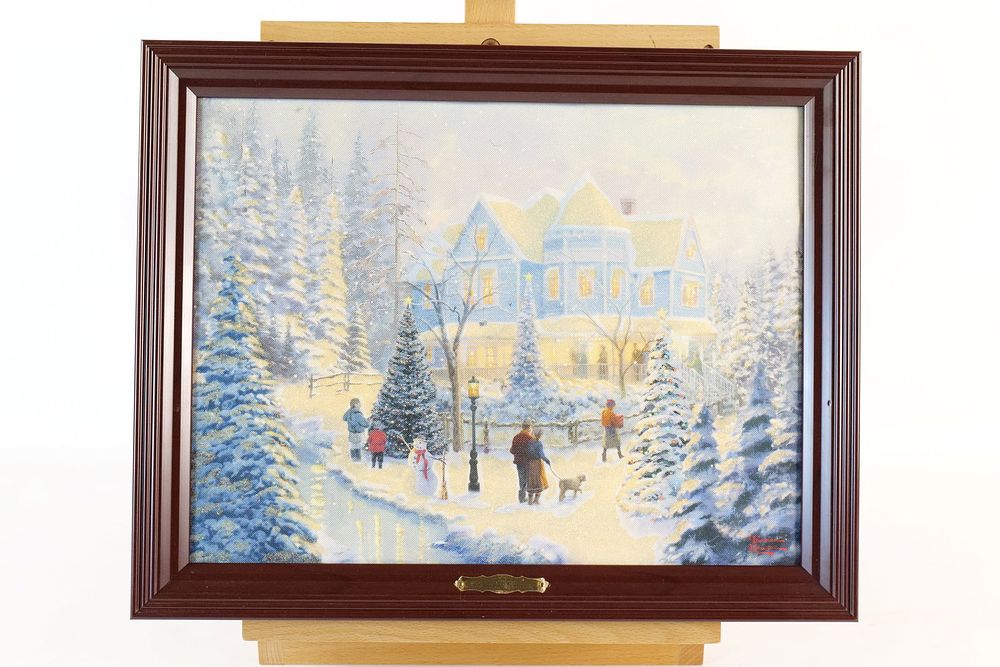 Lot 168: Thomas Kinkade "A Christmas Homecoming" Illuminated Canvas Print