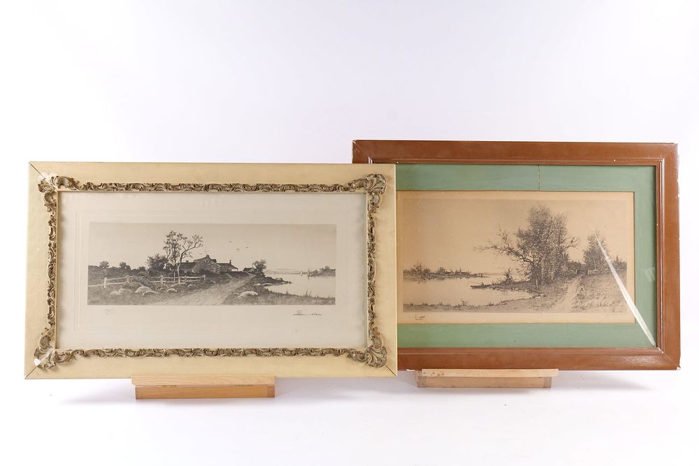 Lot 183: Lot of 2 Antique Country Landscape Etching Prints