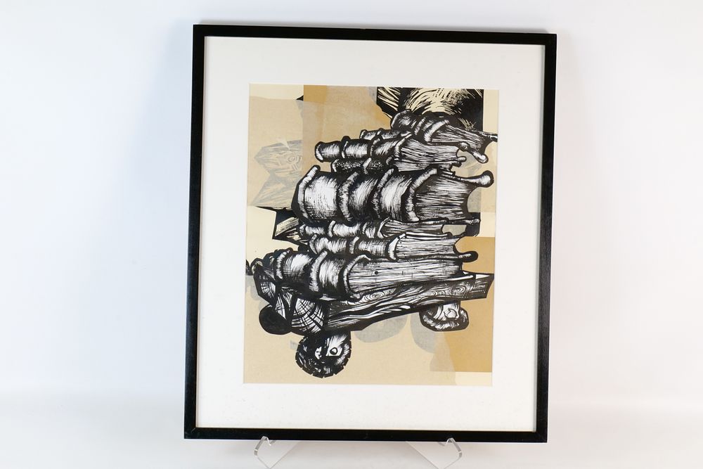 Lot 185: Framed Mixed Media Collage