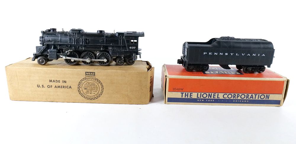Lot 311: Vintage Lionel 0/27 Postwar Engine Pennsylvania RR #637 with Tender