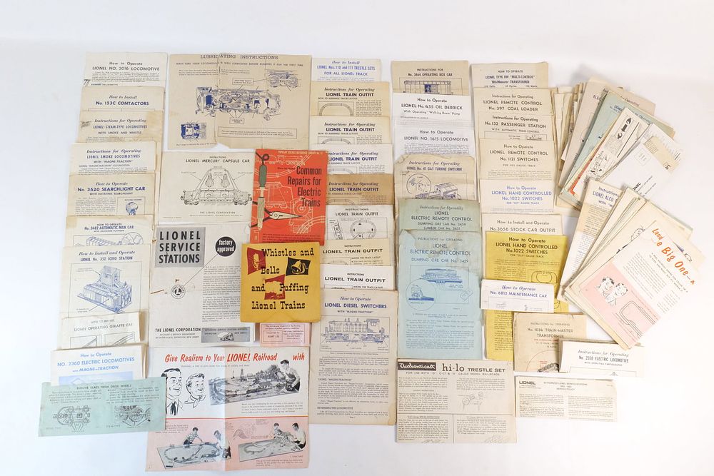 Lot 436: Group Lot of Vintage Lionel 0/27 Postwar Instructions and other paper items