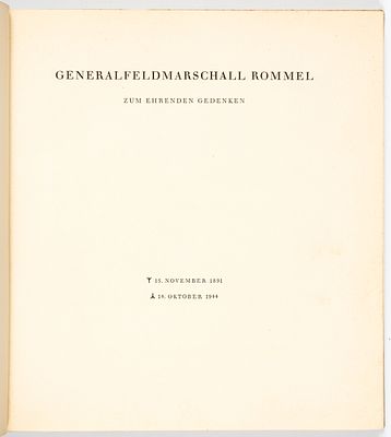 Homenaje a Erwin Rommel, 1944. s.a. Libro de homenaje al mariscal Erwin Rommel Stuttgart: 