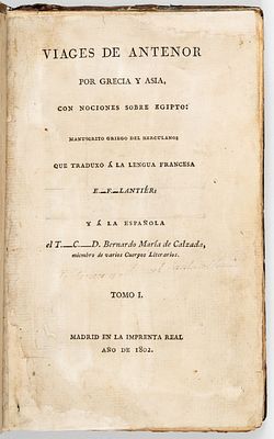 3 tomos Viajes de Antenor, 1802. Lantier, Etienne Fran&ccedil;ois Viajes de Antenor por Grecia y Asia 