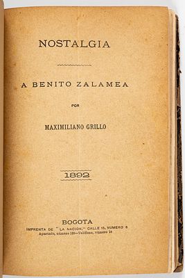 Literatura Colombiana, 1881-93. [Dedicatoria J. Isaacs] Miscel&aacute;nea - textos literarios 
