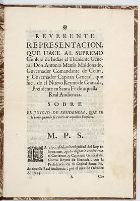 Juicio Antonio Manso, 1734. Manso Maldonado, Antonio Juicio de residencia (“rendici&oacute;n de 