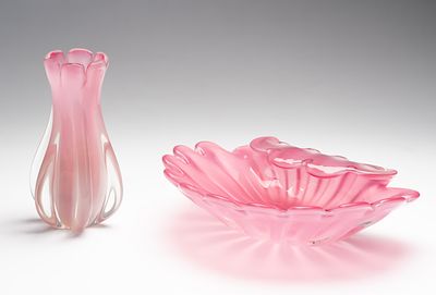 Jarr&oacute;n y centro de mesa. De Luigi Onesto para Vetreria Artistica Oball. Jarr&oacute;n y centro de mesa 