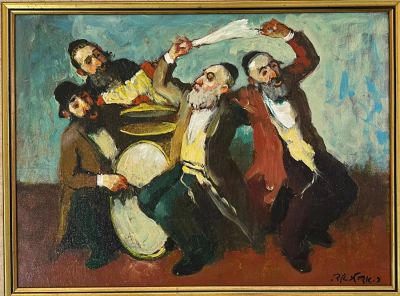 Ed Adler - כלייזמרים. שמן על בד, 30X40, חתום ממוסגר.