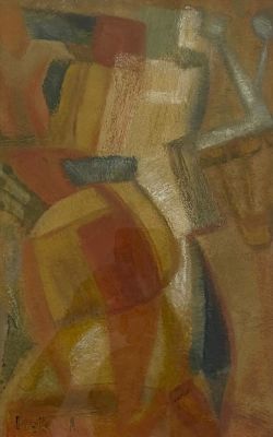 דוד רקיע - אבסטרקט. גואש על נייר, 36X22, חתום, ממוסגר.