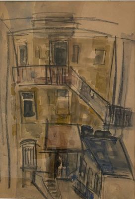 חנה לוי - אקוורל, 50X70, חנה לוי חברת קבוצת "אקלים" התגוררה בקריית האומנים בצפת, זכתה לעשרות 