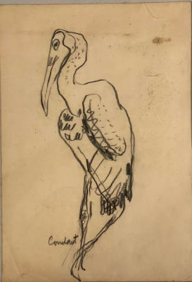 Joseph Constant - פחם על נייר 35x25, חתום וממוסגר.