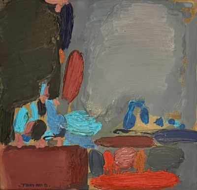 תמר דוברובסקי - מופשט . שמן 30x31 חתום וממסגר