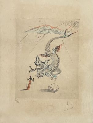 Salvador Dal&iacute; - , Poems by Mao Zedong : The Dragon 1967. Etching