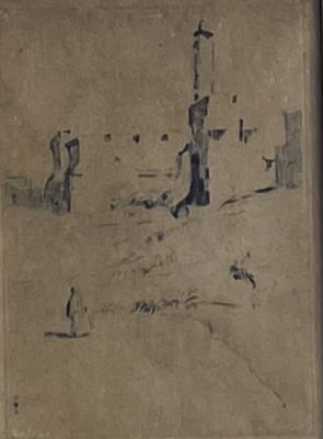 Hermann Struck - ירושלים. תחריט על נייר 15x11 חתום בעיפרון וממוסגר