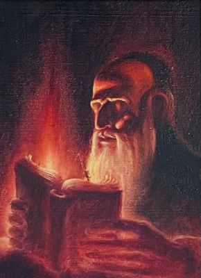 אמן לא מזוהה - דמות רב. שמן על בד מוצמד לקרטון 
30x20 חתום וממוסגר