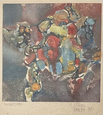 HARRY GUTTMAN - Oil and mixed media on paper 21x24 signed and framed