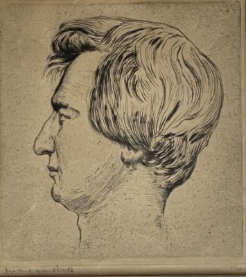 Hermann Struck - Portrait of Heinrich Heine. תחריט 15x17 חתום בעיפרון, מוספר 37/100 
וממוסגר.