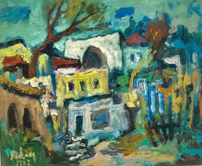 Yehuda Rudan (1916-1996) - נוף. שמן על בד צרפתי 25X20 חתום וממוסגר