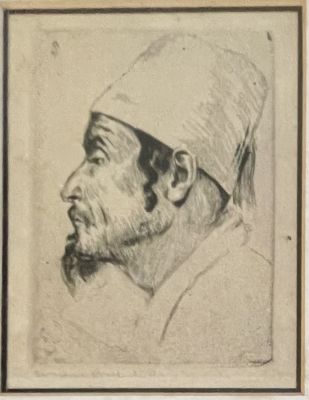 Hermann Struck (1876-1944) - A Yemenite Jew. תחריט 15X12 חתום בעיפרון ובחותמת מגן דוד ממוספר 27/50 