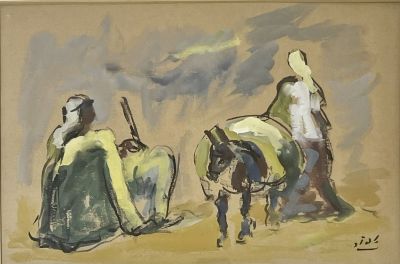 Shmuel Tepler - נשים וחמור. גואש על נייר 48X34 חתום וממוסגר 
אודות האמן: 
צייר, נולד בהרובישוב 