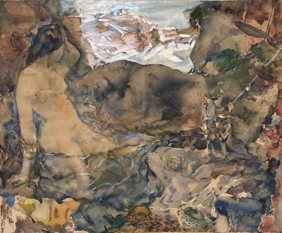 Aharon April - Nude. watercolor on paper, 50X40 cm. Signed.