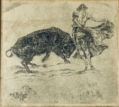Frederick Halpern - Le Bauderillero
. early 1920s etching 24X23. pencil signed, Frederick Halpern 